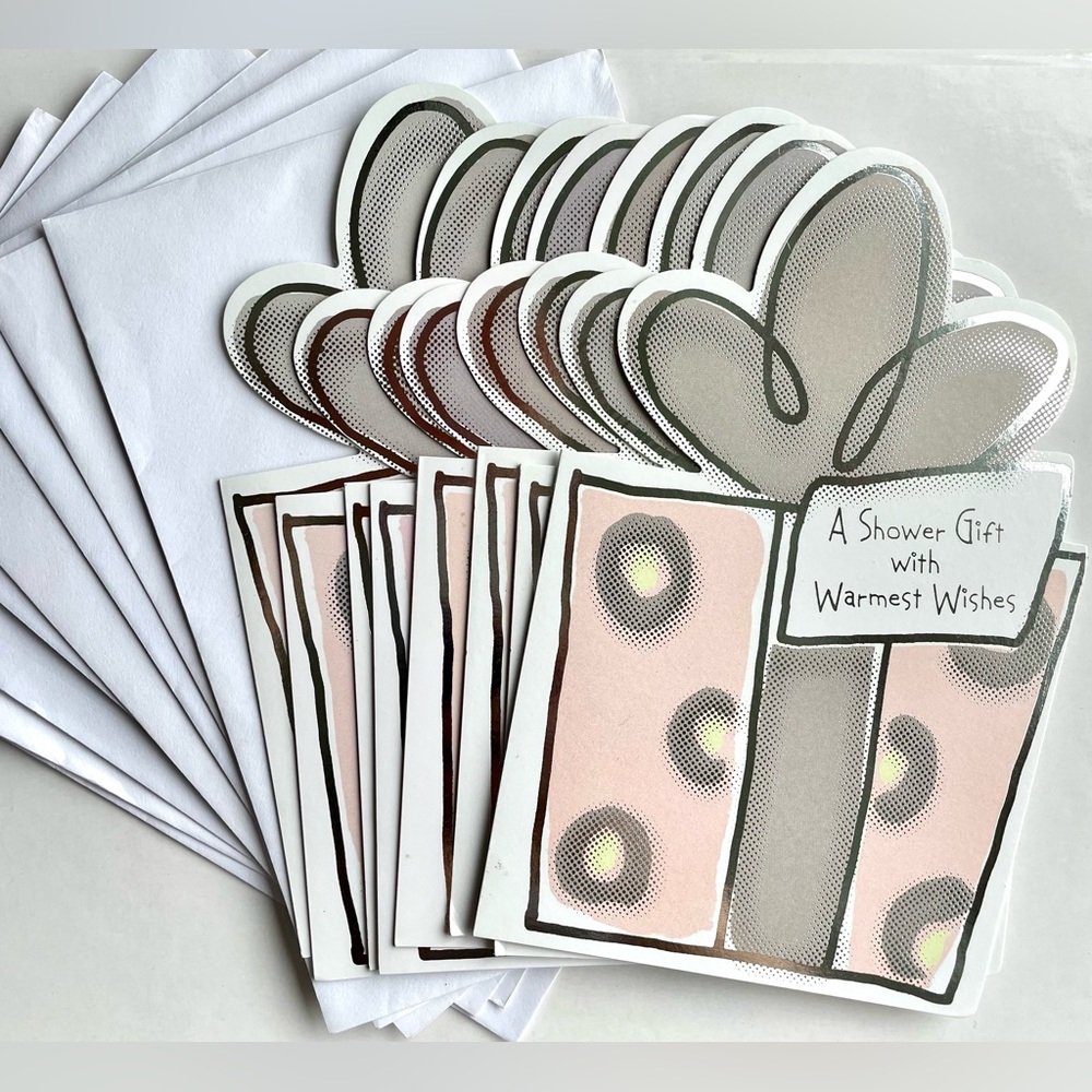 NEW 2pk Generic Shower Gift Card Envelope Present Pink Silver Baby Wedding Bride